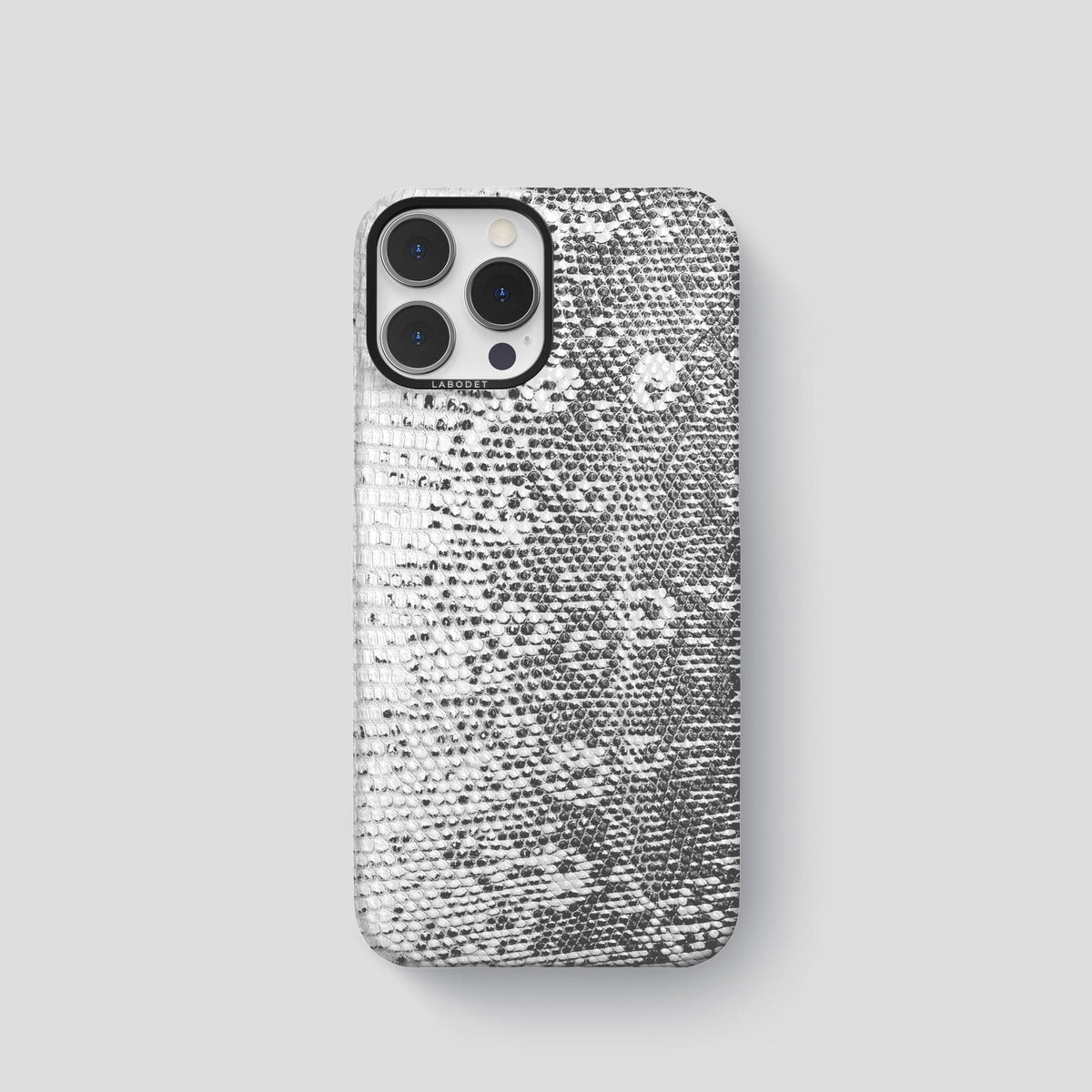 Light iPhone 14 Pro Himalayan Lizard Classic Case with Black Metal -1 | Light-Black