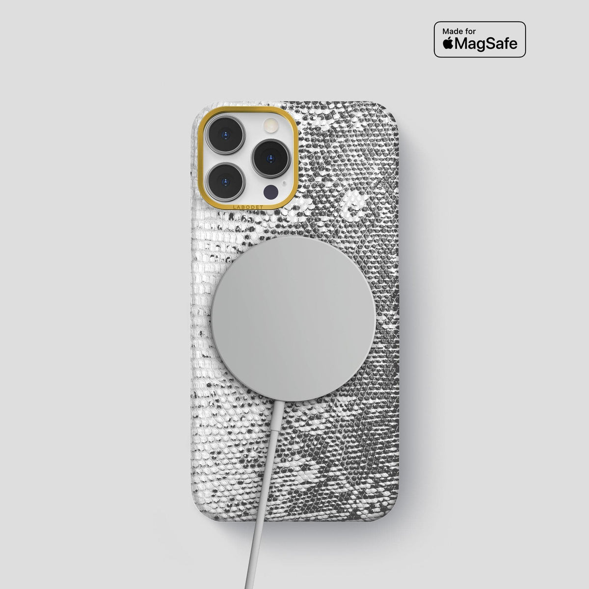 Light iPhone 14 Pro Himalayan Lizard Classic Case with Gold Metal -5 | Light-Gold
