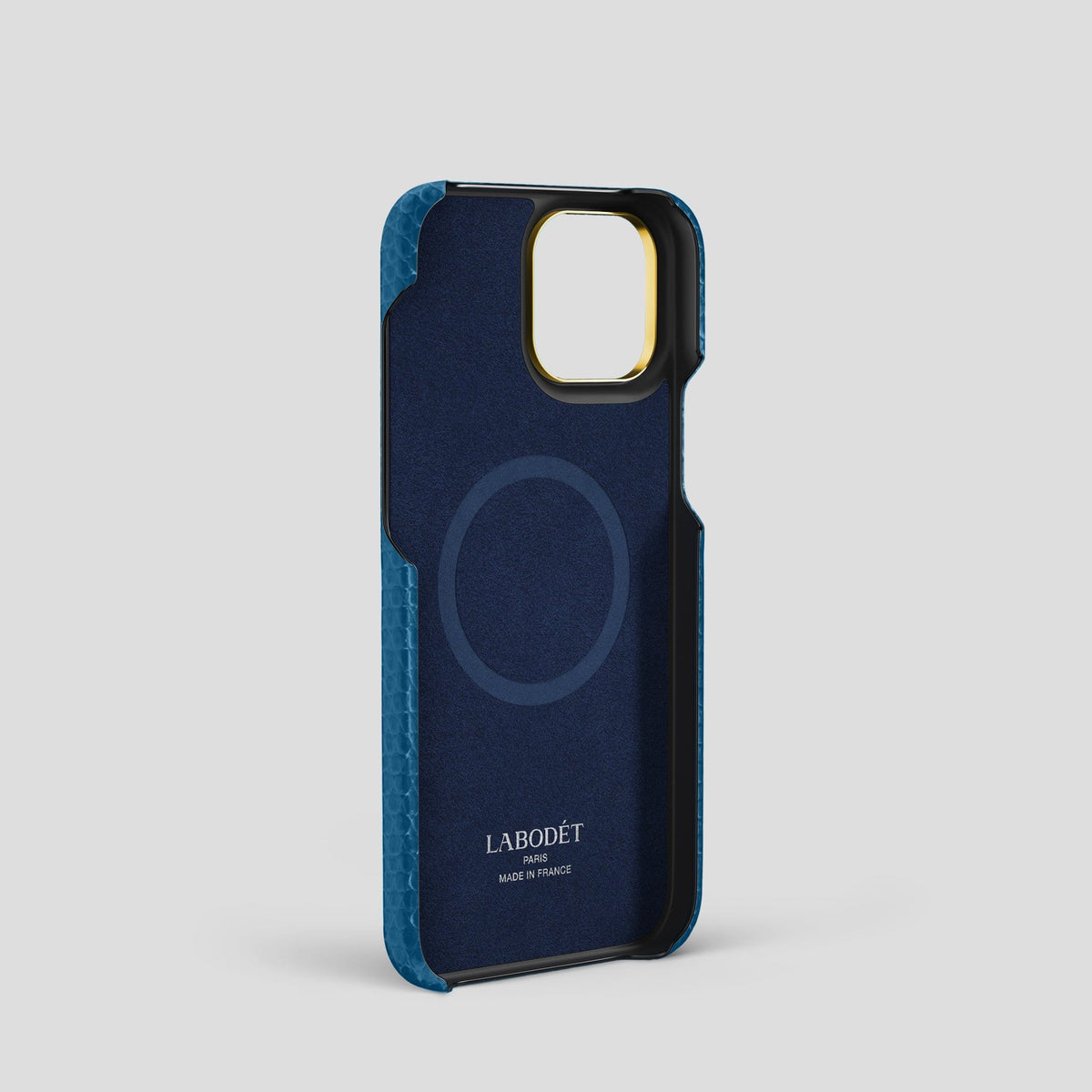 Blue iPhone 14 Pro Classic Case with Gold Metal -4 | Blue-Gold