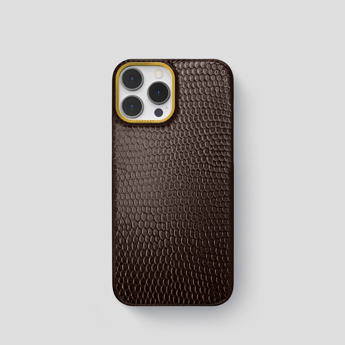Brown iPhone 14 Pro Classic Case with Gold Metal -1 | Brown-Gold