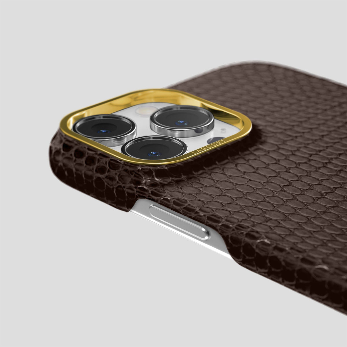 Brown iPhone 14 Pro Classic Case with Gold Metal -6 | Brown-Gold