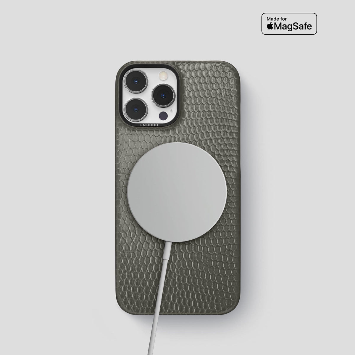 Grey iPhone 14 Pro Classic Case with Black Metal -5 | Grey-Black