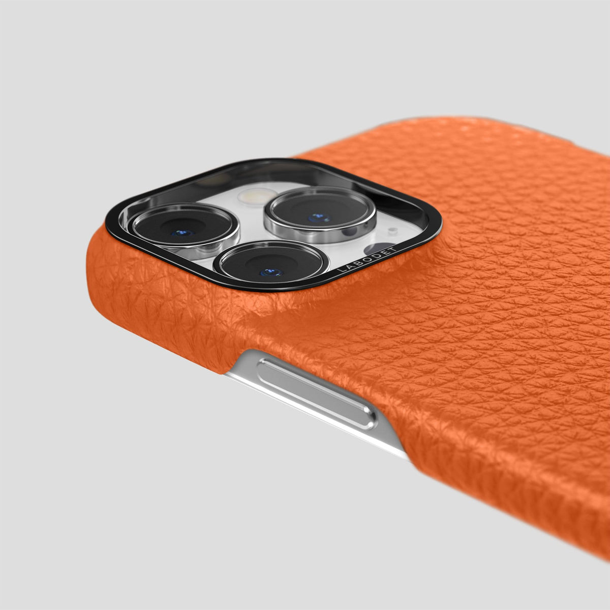 Orange iPhone 14 Pro Max Classic Case Calf with Black Metal -6 | Orange-Black