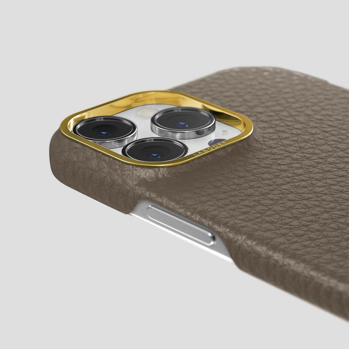 Taupe iPhone 14 Pro Max Classic Case Calf with Gold Metal -6 | Taupe-Gold