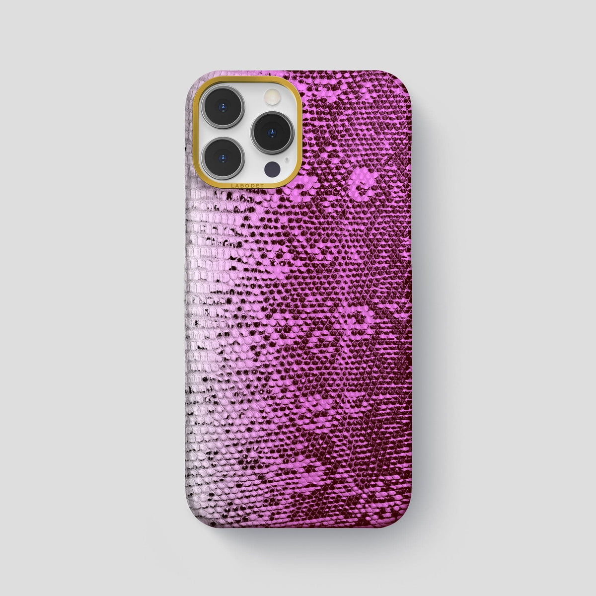 Fuchsia iPhone 14 Pro Max Himalayan Lizard Classic Case with Gold Metal -1 | Fuchsia-Gold