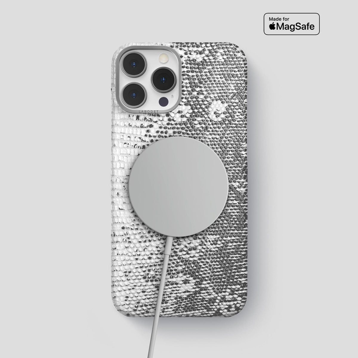 Light iPhone 14 Pro Max Himalayan Lizard Classic Case with Steel Metal -5 | Light-Steel