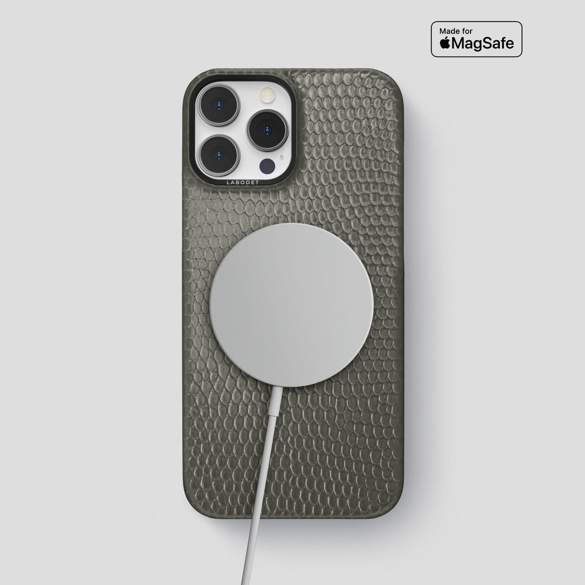 Grey iPhone 14 Pro Max Classic Case with Black Metal -5 | Grey-Black