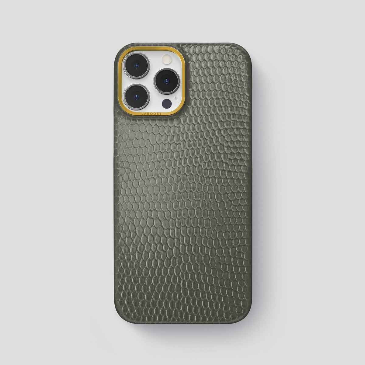 Grey iPhone 14 Pro Max Classic Case with Gold Metal -1 | Grey-Gold