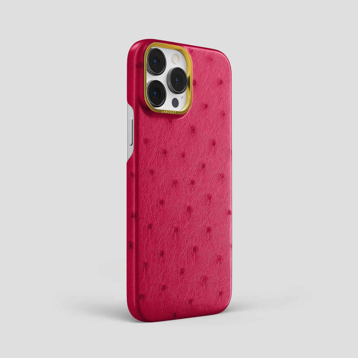 Bordeaux iPhone 14 Pro Max Classic Case Ostrich with Gold Metal -2 | Bordeaux-Gold