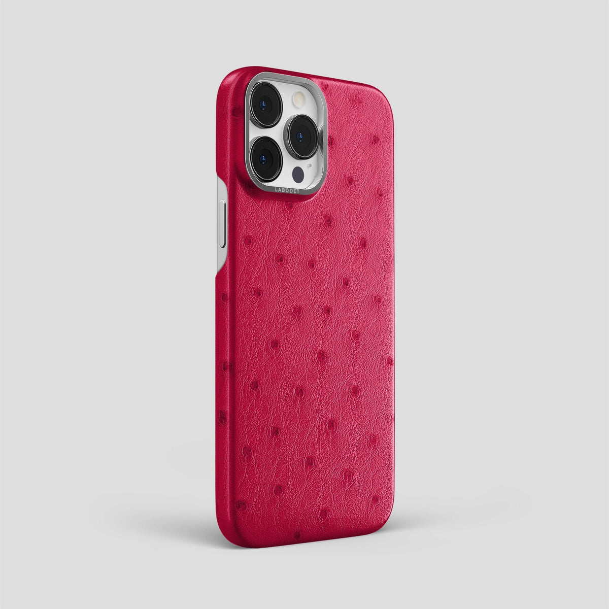 Bordeaux iPhone 14 Pro Max Classic Case Ostrich with Steel Metal -2 | Bordeaux-Steel