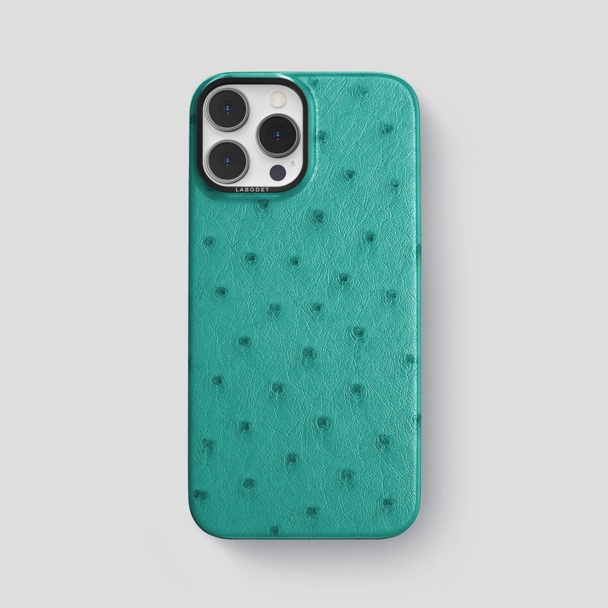 Turquoise iPhone 14 Pro Max Classic Case Ostrich with Black Metal -1 | Turquoise-Black