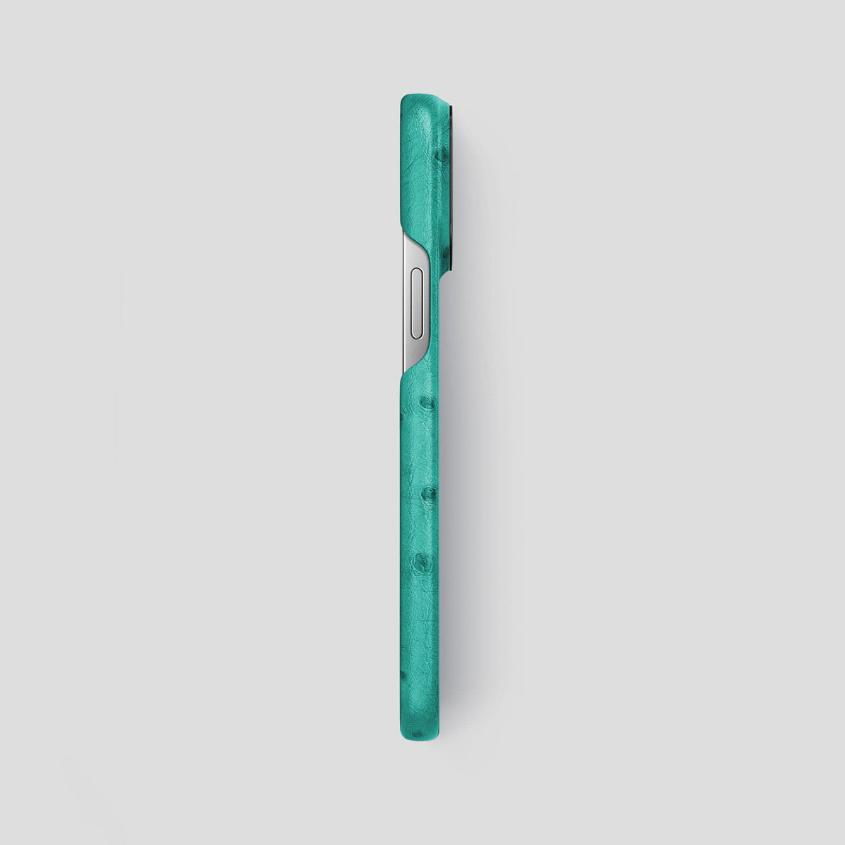 Turquoise iPhone 14 Pro Max Classic Case Ostrich with Black Metal -3 | Turquoise-Black