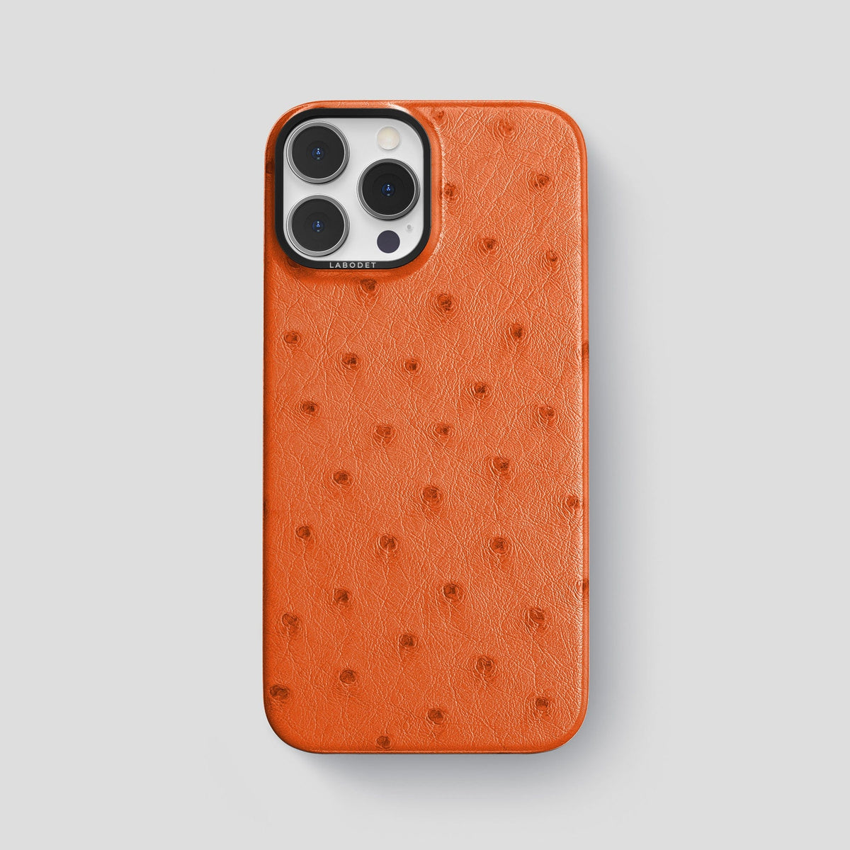 Orange iPhone 14 Pro Max Classic Case Ostrich with Black Metal -1 | Orange-Black