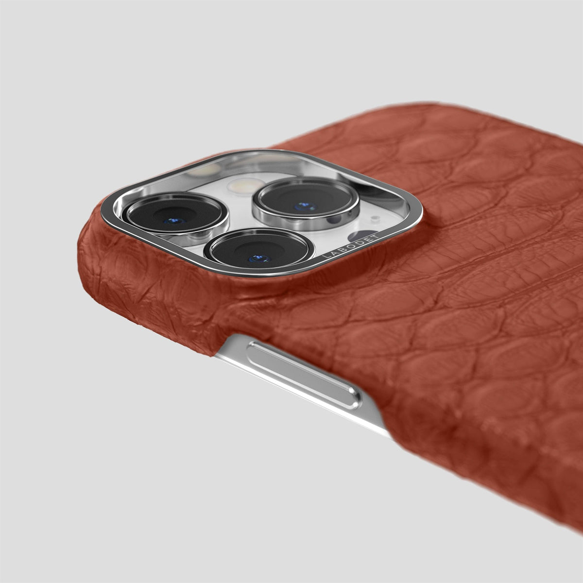 Brown iPhone 14 Pro Max Classic Case Python with Steel Metal -6 | Brown-Steel