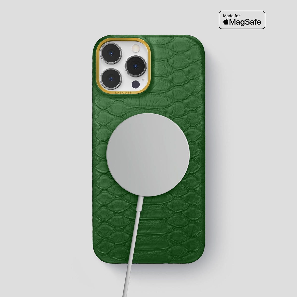 Green iPhone 14 Pro Max Classic Case Python with Gold Metal -5 | Green-Gold