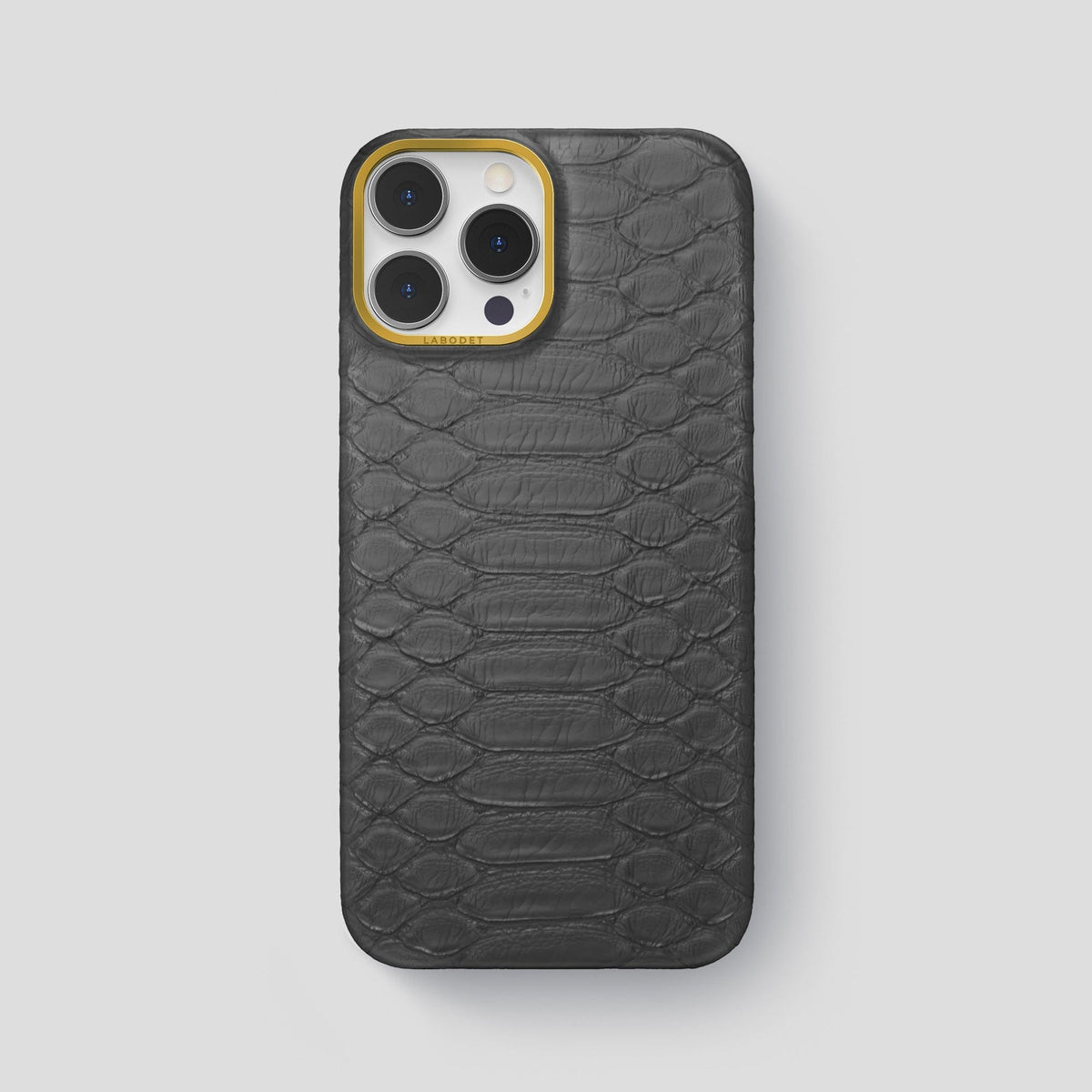 Grey iPhone 14 Pro Max Classic Case Python with Gold Metal -1 | Grey-Gold