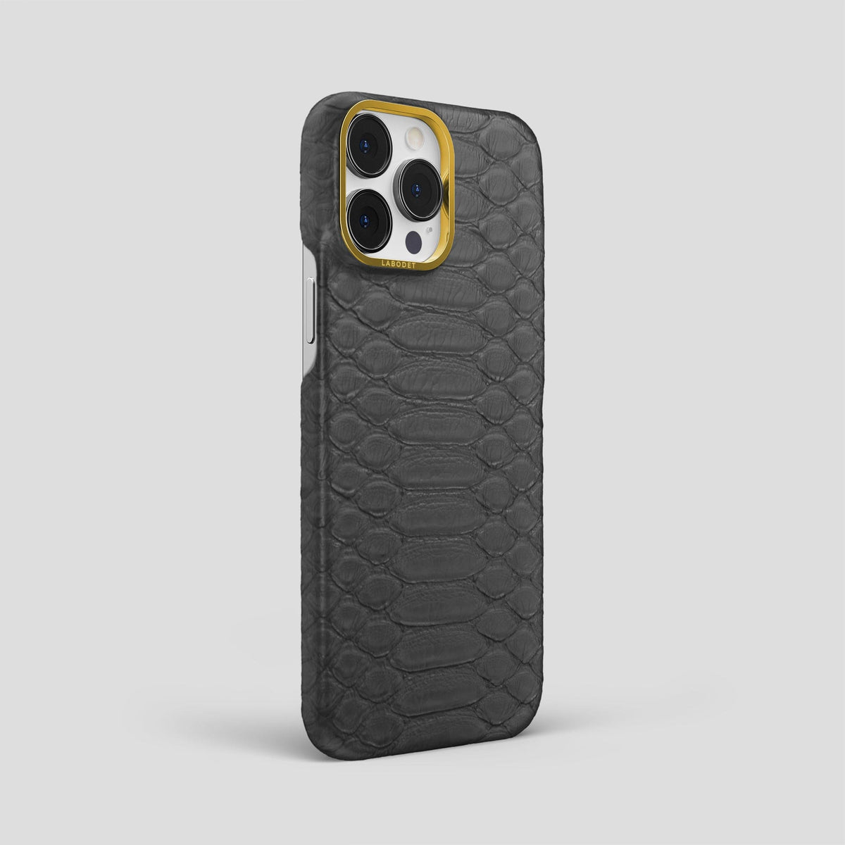 Grey iPhone 14 Pro Max Classic Case Python with Gold Metal -2 | Grey-Gold