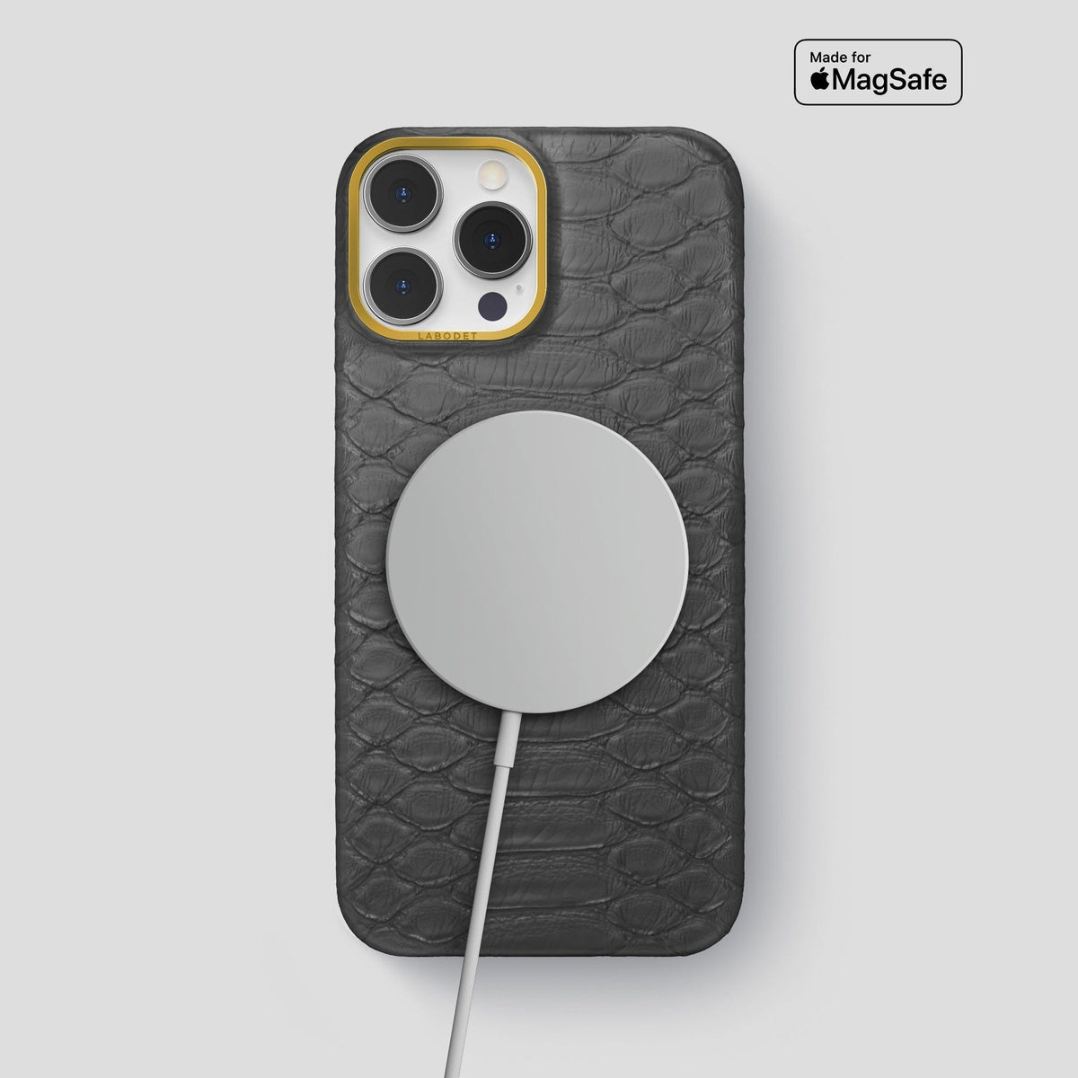 Grey iPhone 14 Pro Max Classic Case Python with Gold Metal -5 | Grey-Gold