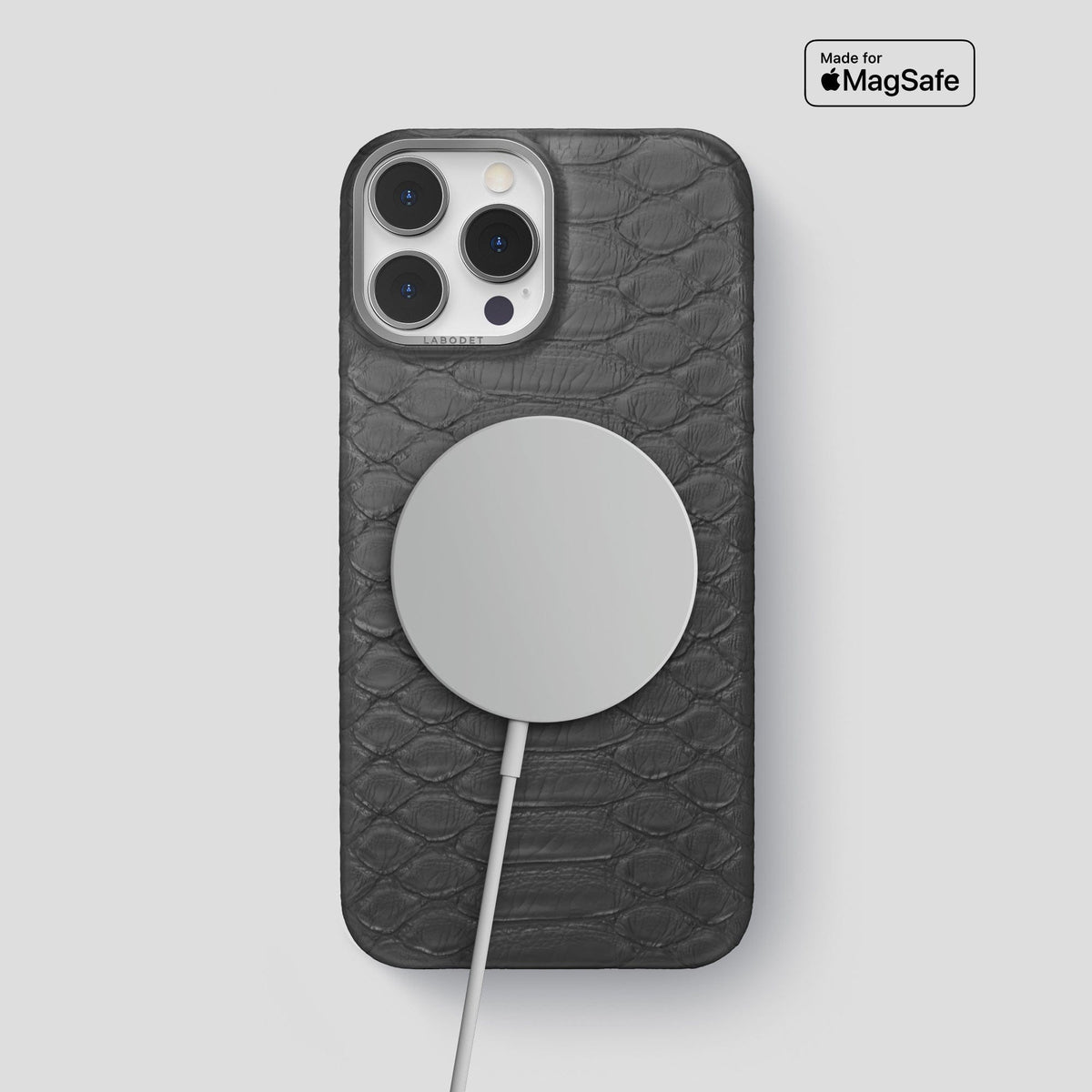 Grey iPhone 14 Pro Max Classic Case Python with Steel Metal -5 | Grey-Steel