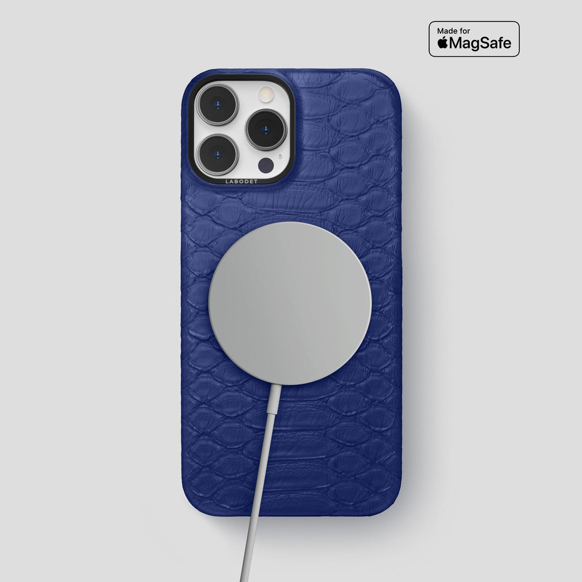 Navy Blue iPhone 14 Pro Max Classic Case Python with Black Metal -5 | Navy-Blue-Black
