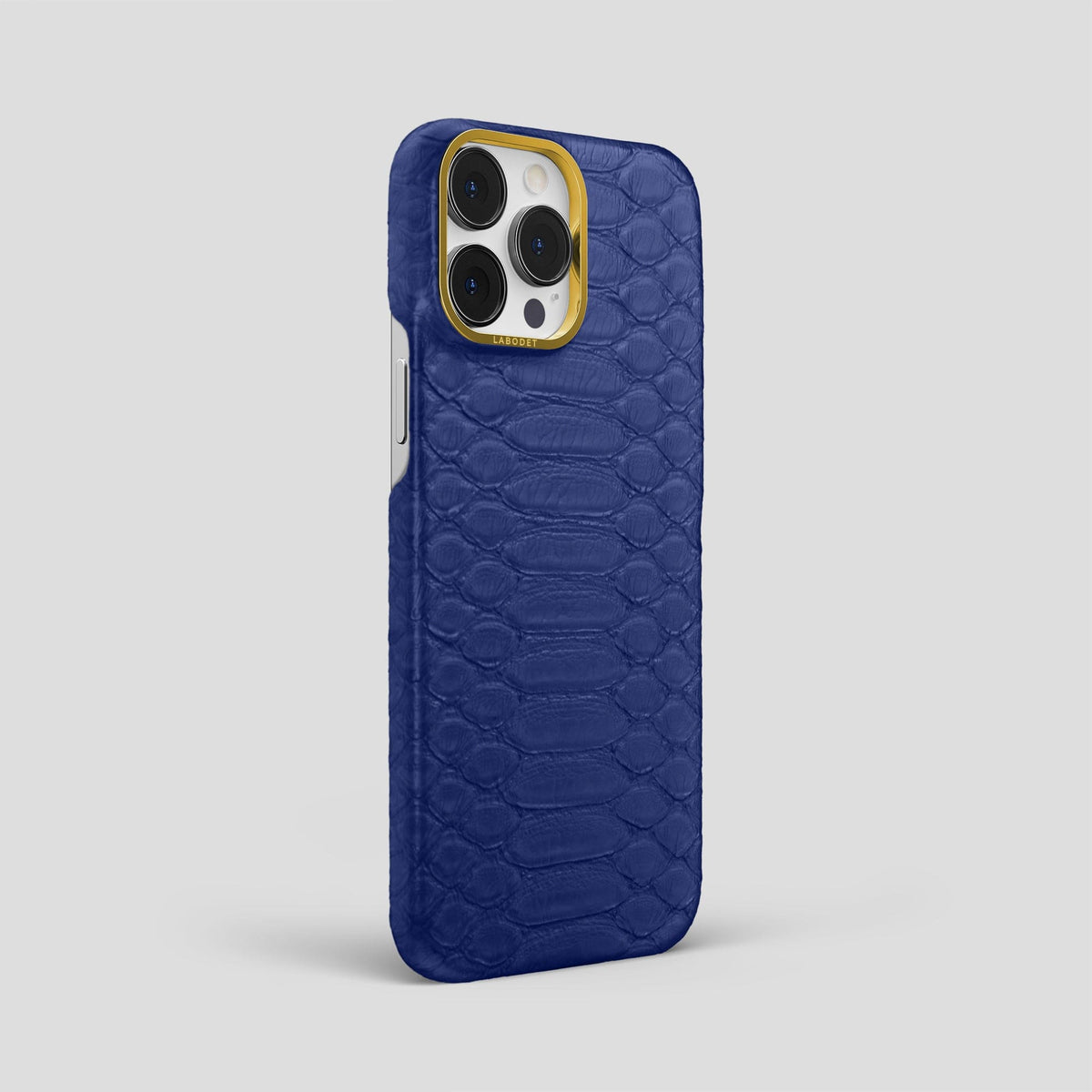 Navy Blue iPhone 14 Pro Max Classic Case Python with Gold Metal -2 | Navy-Blue-Gold