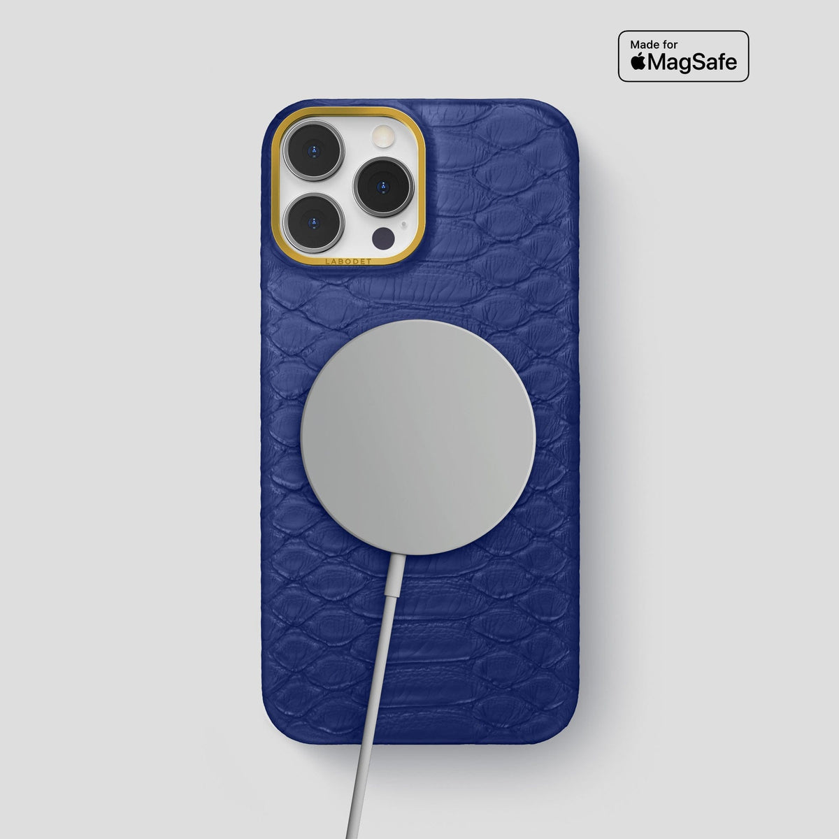 Navy Blue iPhone 14 Pro Max Classic Case Python with Gold Metal -5 | Navy-Blue-Gold