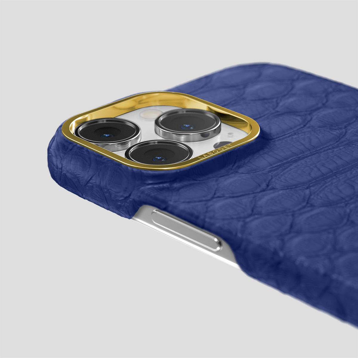 Navy Blue iPhone 14 Pro Max Classic Case Python with Gold Metal -6 | Navy-Blue-Gold