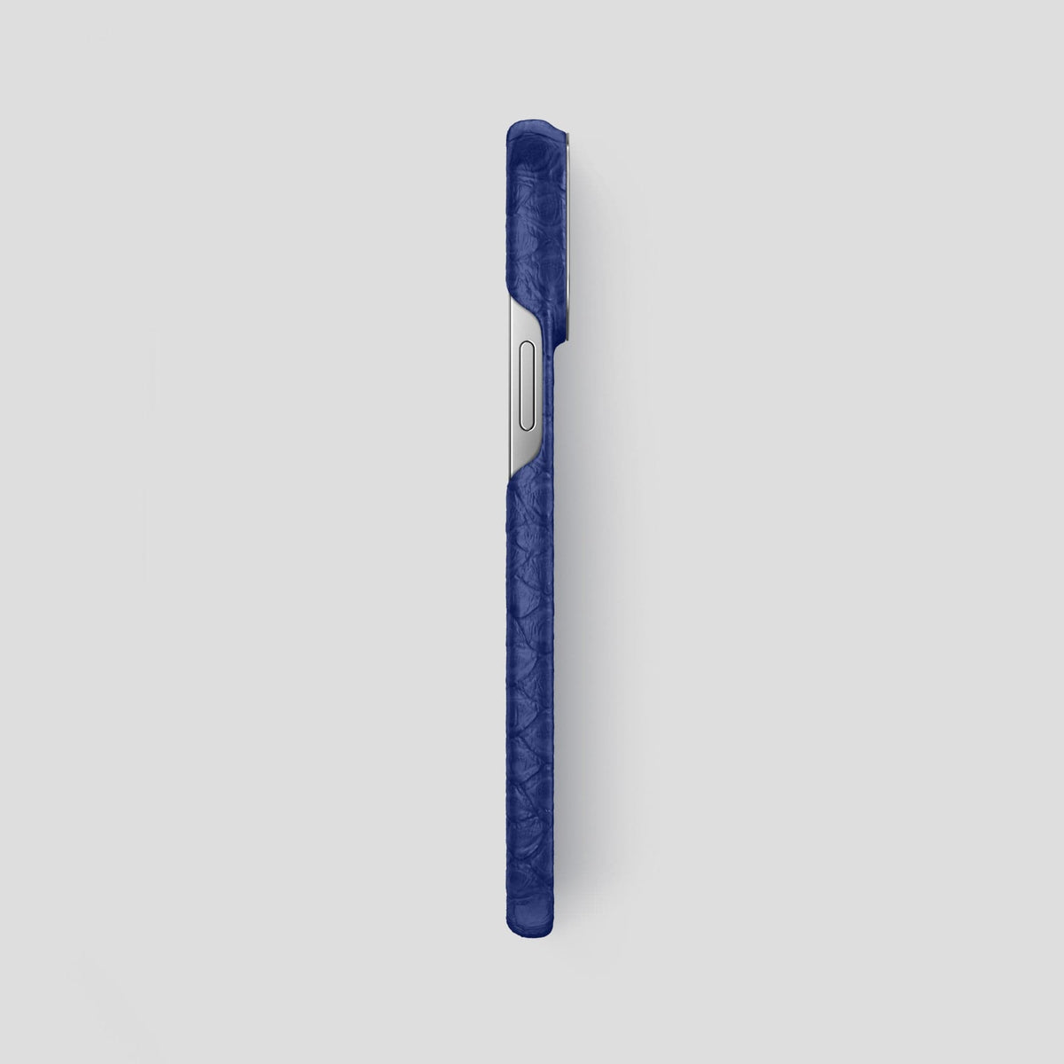 Navy Blue iPhone 14 Pro Max Classic Case Python with Steel Metal -3 | Navy-Blue-Steel