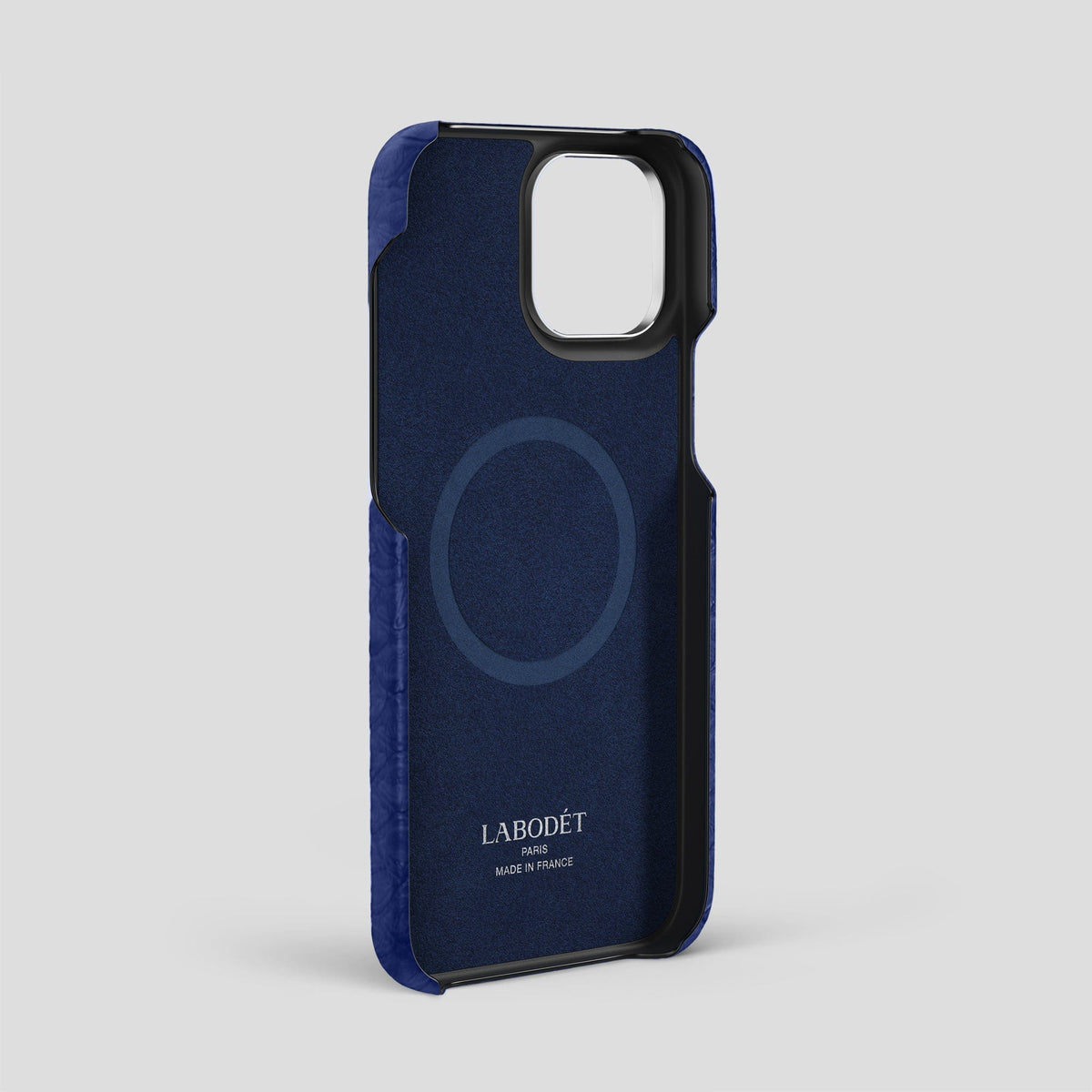 Navy Blue iPhone 14 Pro Max Classic Case Python with Steel Metal -4 | Navy-Blue-Steel