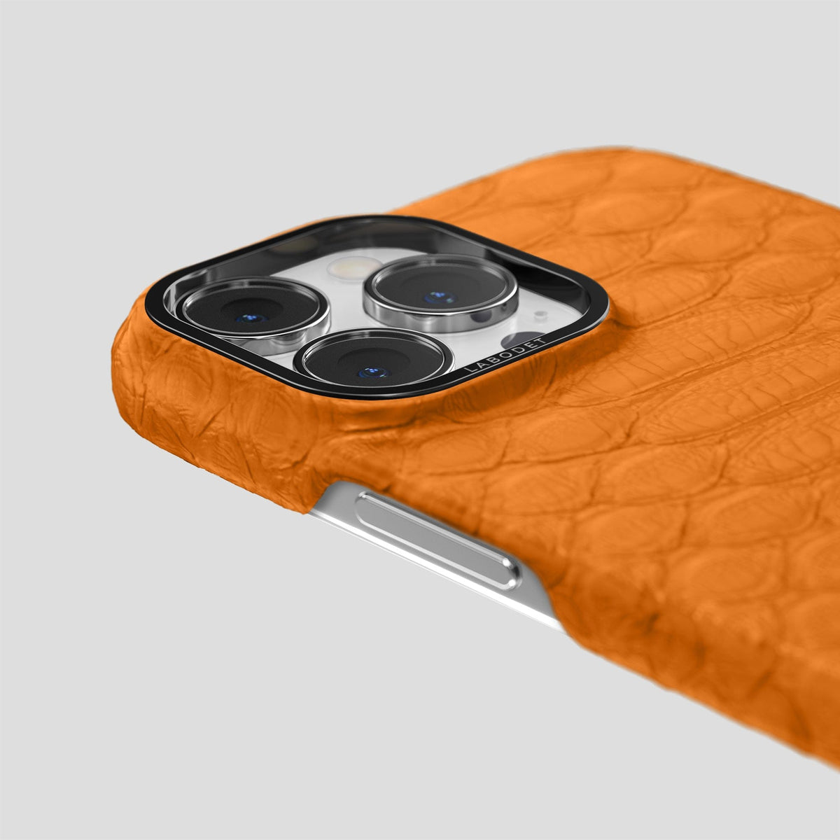 Orange iPhone 14 Pro Max Classic Case Python with Black Metal -6 | Orange-Black