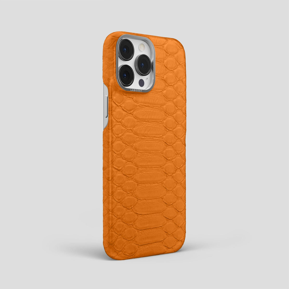 Orange iPhone 14 Pro Max Classic Case Python with Steel Metal -2 | Orange-Steel