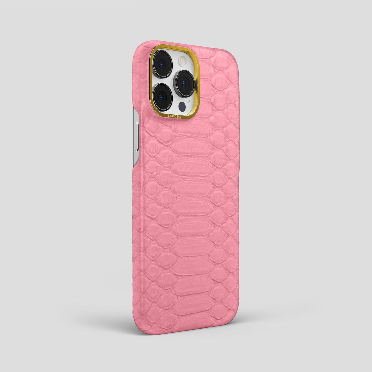 Pink iPhone 14 Pro Max Classic Case Python with Gold Metal -2 | Pink-Gold