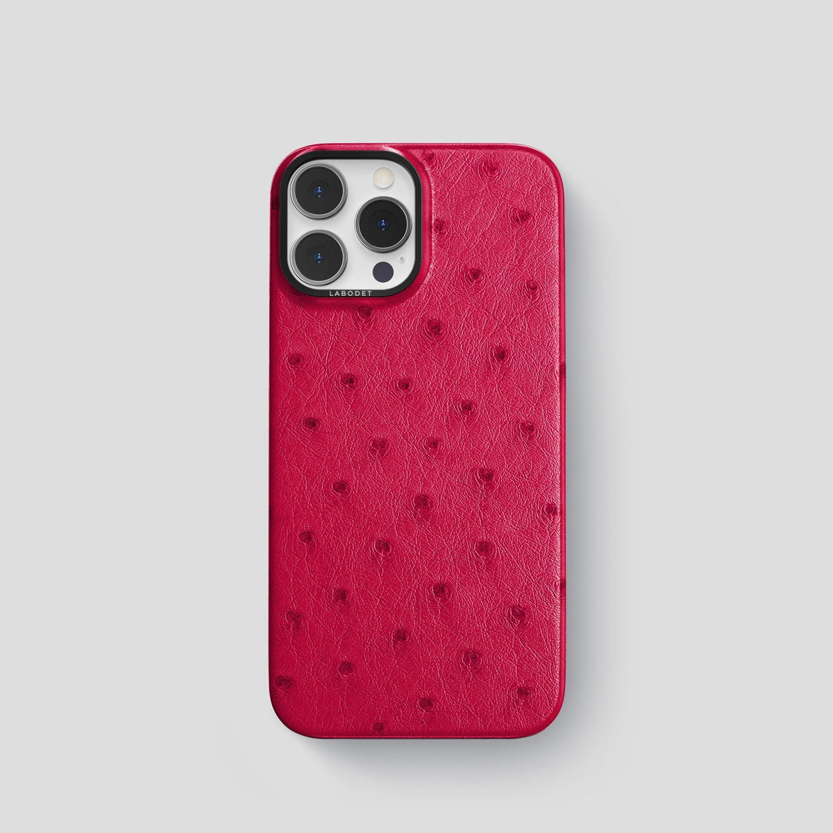 Bordeaux iPhone 14 Pro Classic Case Ostrich with Black Metal -1 | Bordeaux-Black