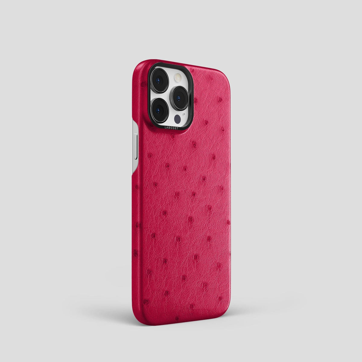 Bordeaux iPhone 14 Pro Classic Case Ostrich with Black Metal -2 | Bordeaux-Black