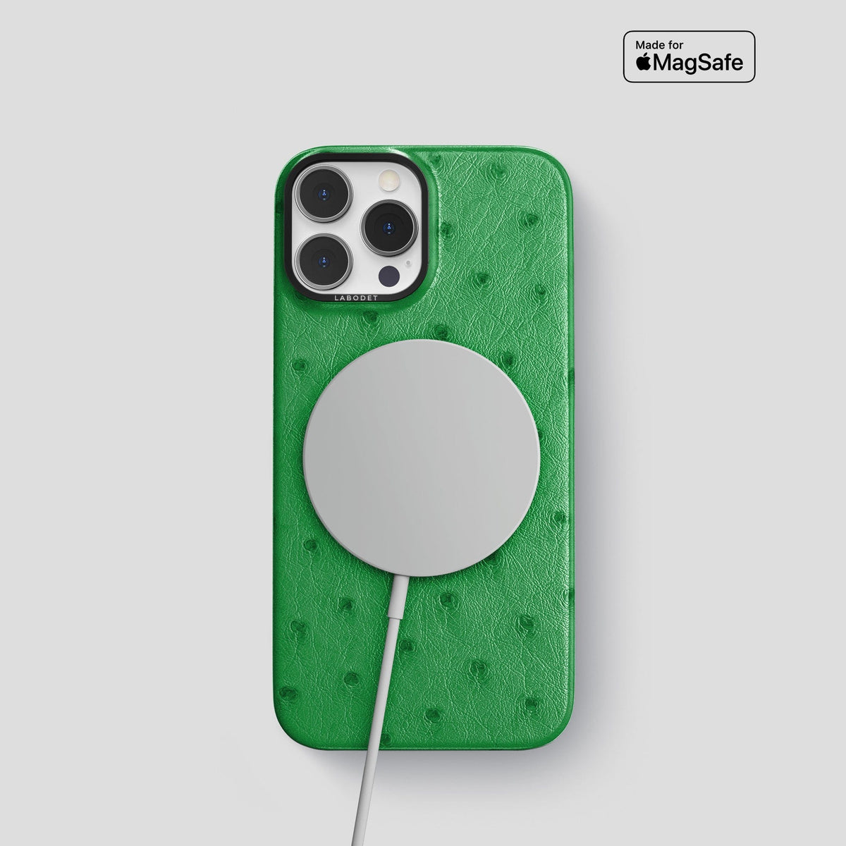 Kentucky Green iPhone 14 Pro Classic Case Ostrich with Black Metal -5 | Kentucky-Green-Black