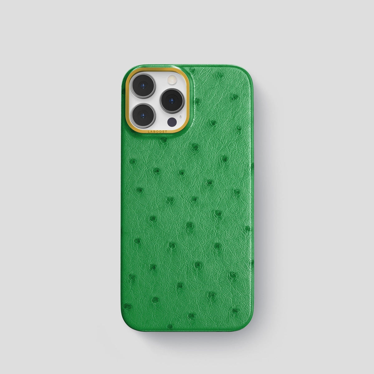 Kentucky Green iPhone 14 Pro Classic Case Ostrich with Gold Metal -1 | Kentucky-Green-Gold