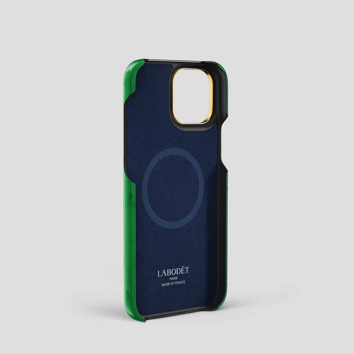 Kentucky Green iPhone 14 Pro Classic Case Ostrich with Gold Metal -4 | Kentucky-Green-Gold