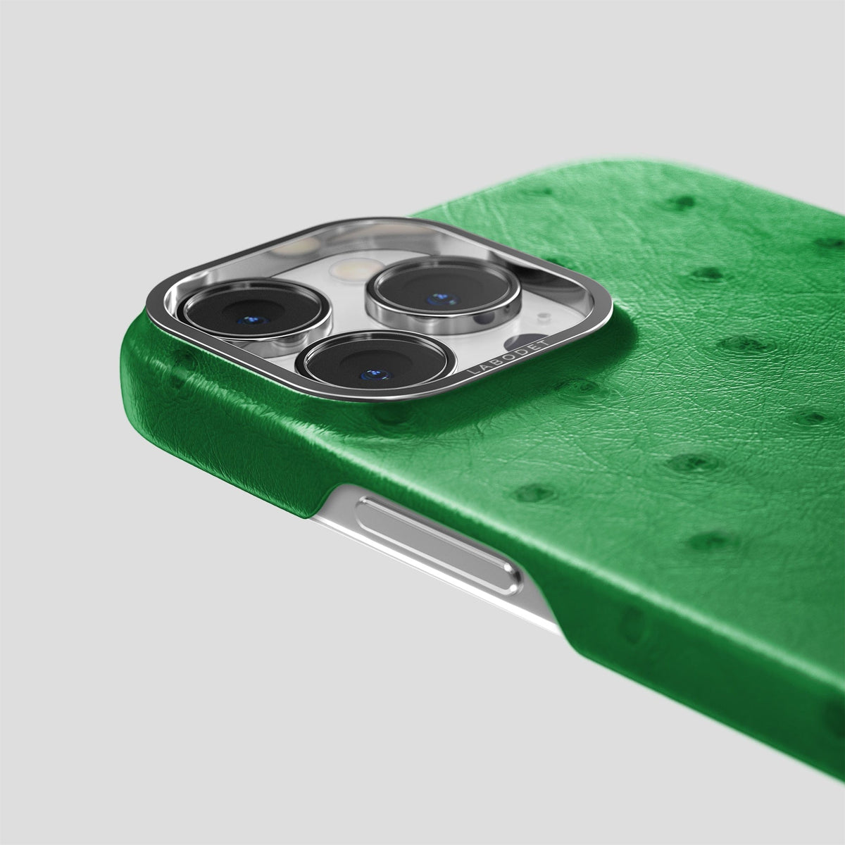 Kentucky Green iPhone 14 Pro Classic Case Ostrich with Steel Metal -6 | Kentucky-Green-Steel