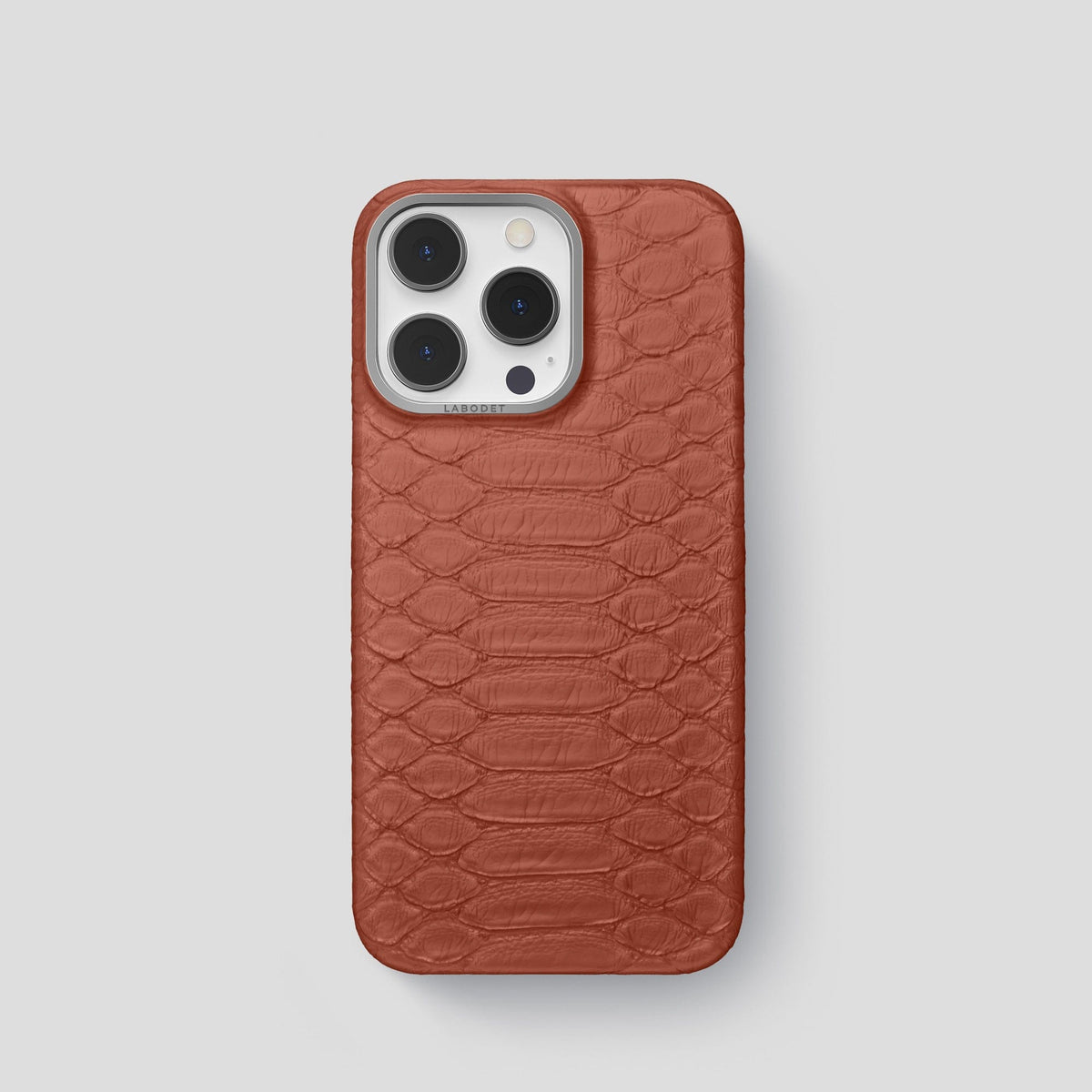 Brown iPhone 14 Pro Classic Case Python with Steel Metal -1 | Brown-Steel