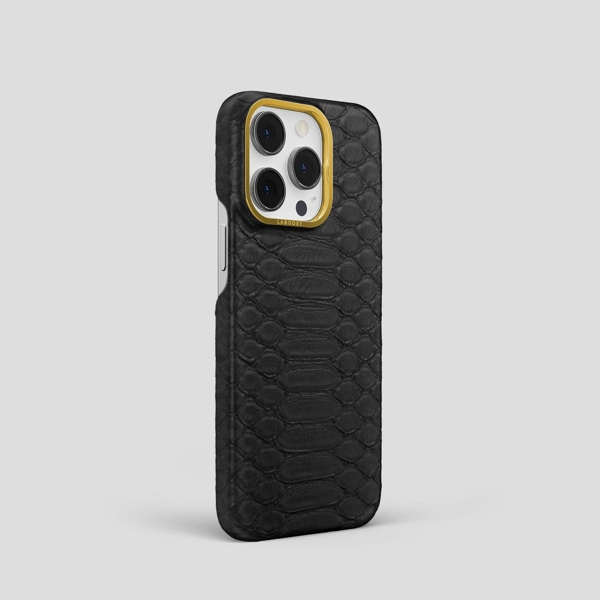 Black iPhone 14 Pro Classic Case Python with Gold Metal -2 | Black-Gold
