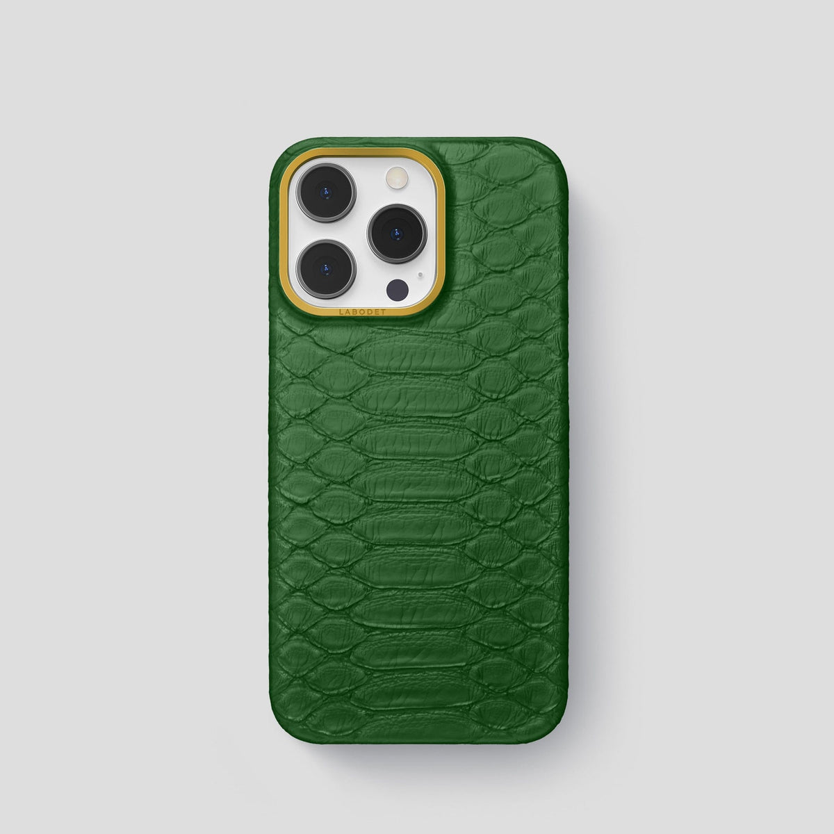 Green iPhone 14 Pro Classic Case Python with Gold Metal -1 | Green-Gold