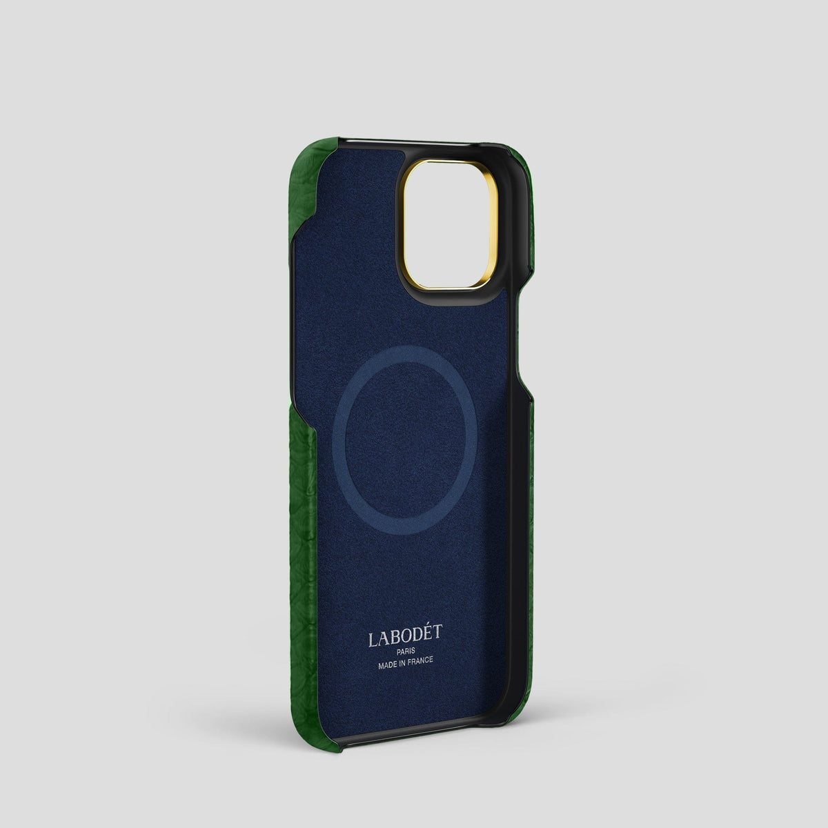 Green iPhone 14 Pro Classic Case Python with Gold Metal -4 | Green-Gold