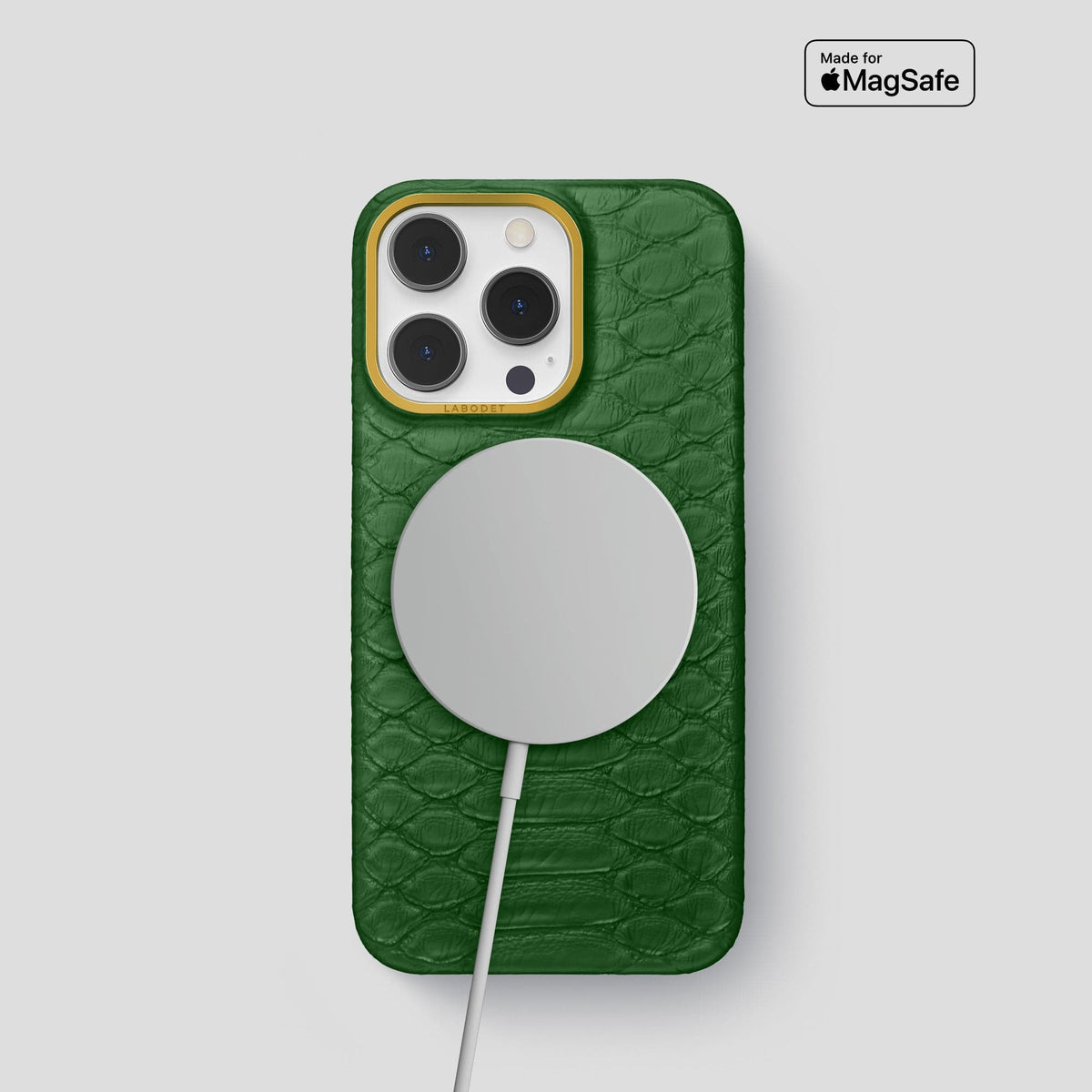 Green iPhone 14 Pro Classic Case Python with Gold Metal -5 | Green-Gold