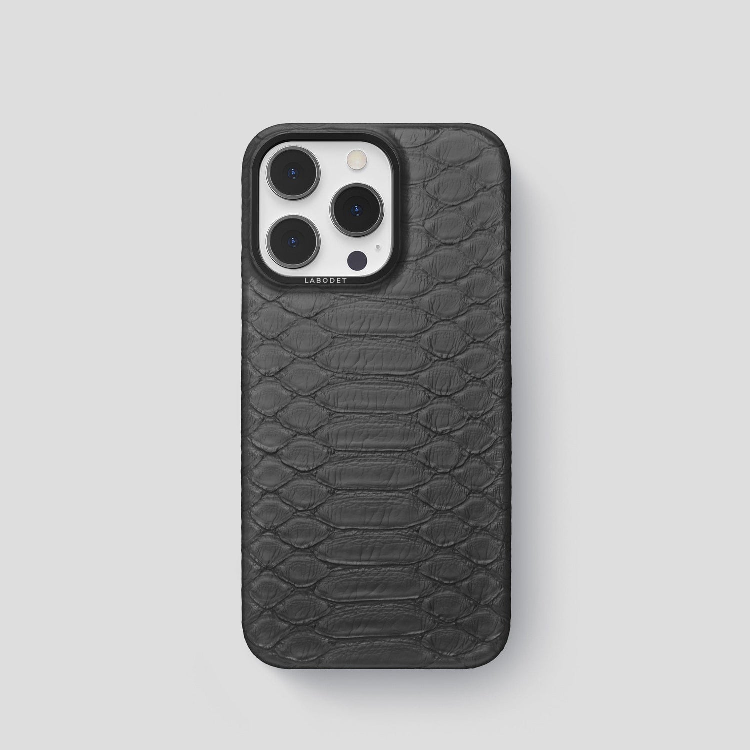 Grey iPhone 14 Pro Classic Case Python with Black Metal -1 | Grey-Black