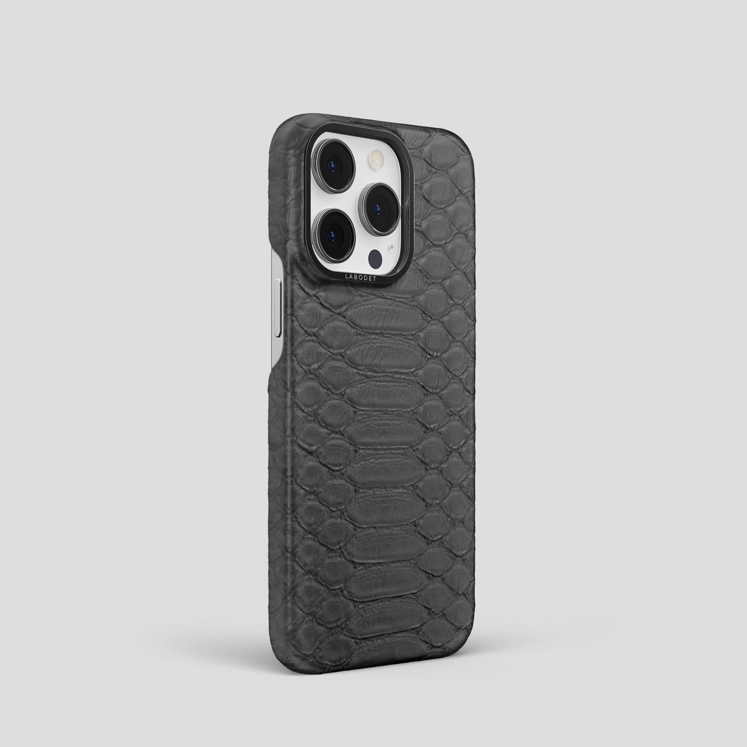 Grey iPhone 14 Pro Classic Case Python with Black Metal -2 | Grey-Black