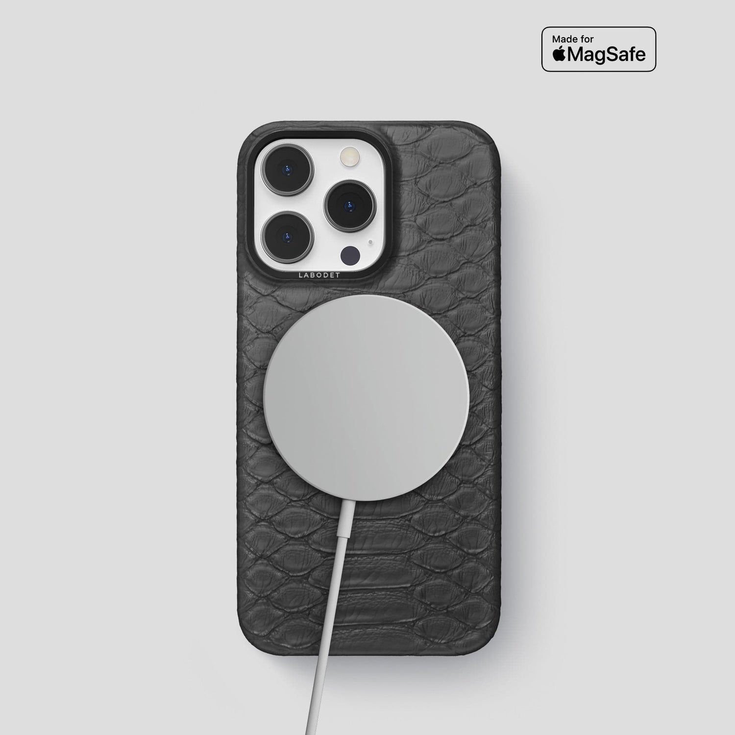 Grey iPhone 14 Pro Classic Case Python with Black Metal -5 | Grey-Black