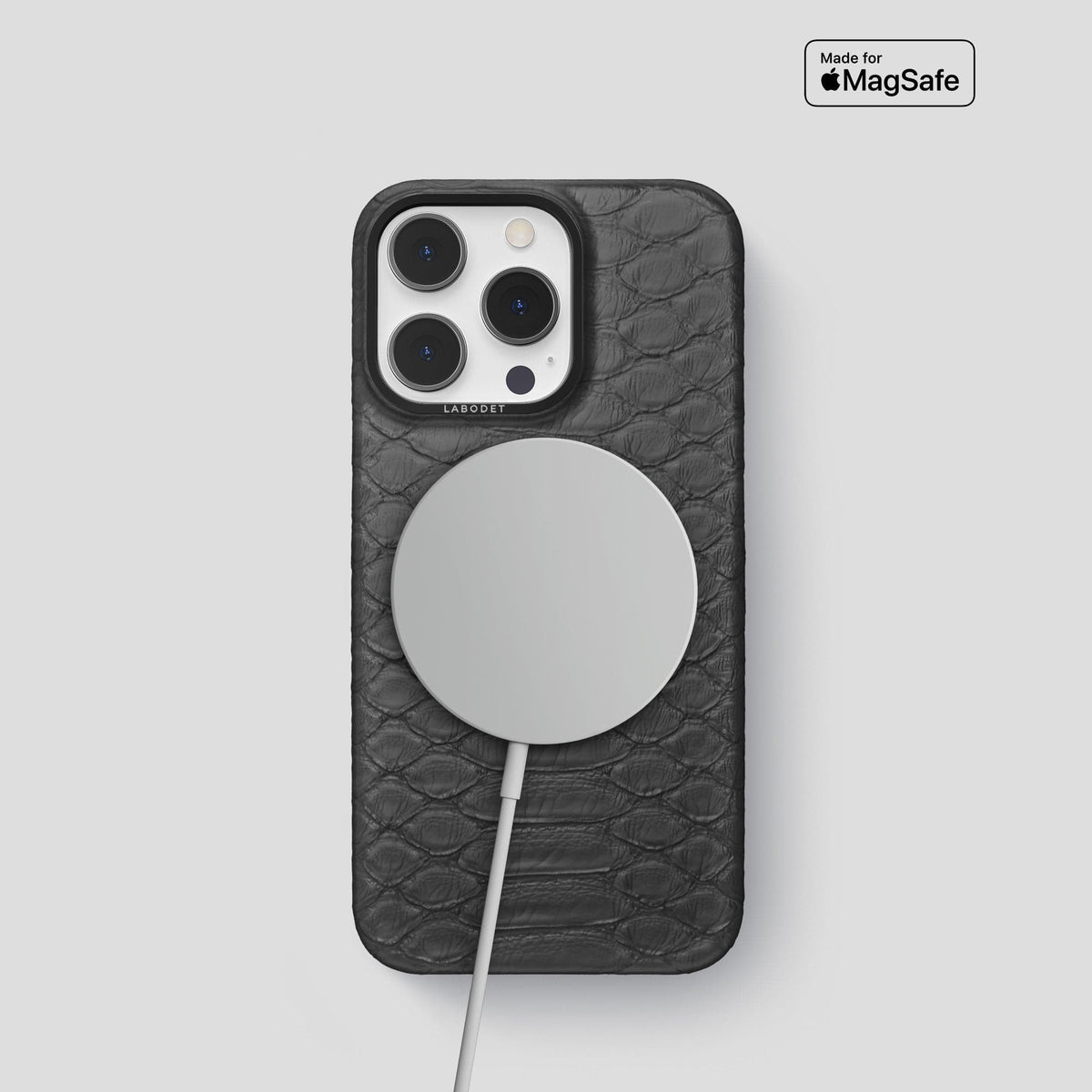 Grey iPhone 14 Pro Classic Case Python with Black Metal -5 | Grey-Black