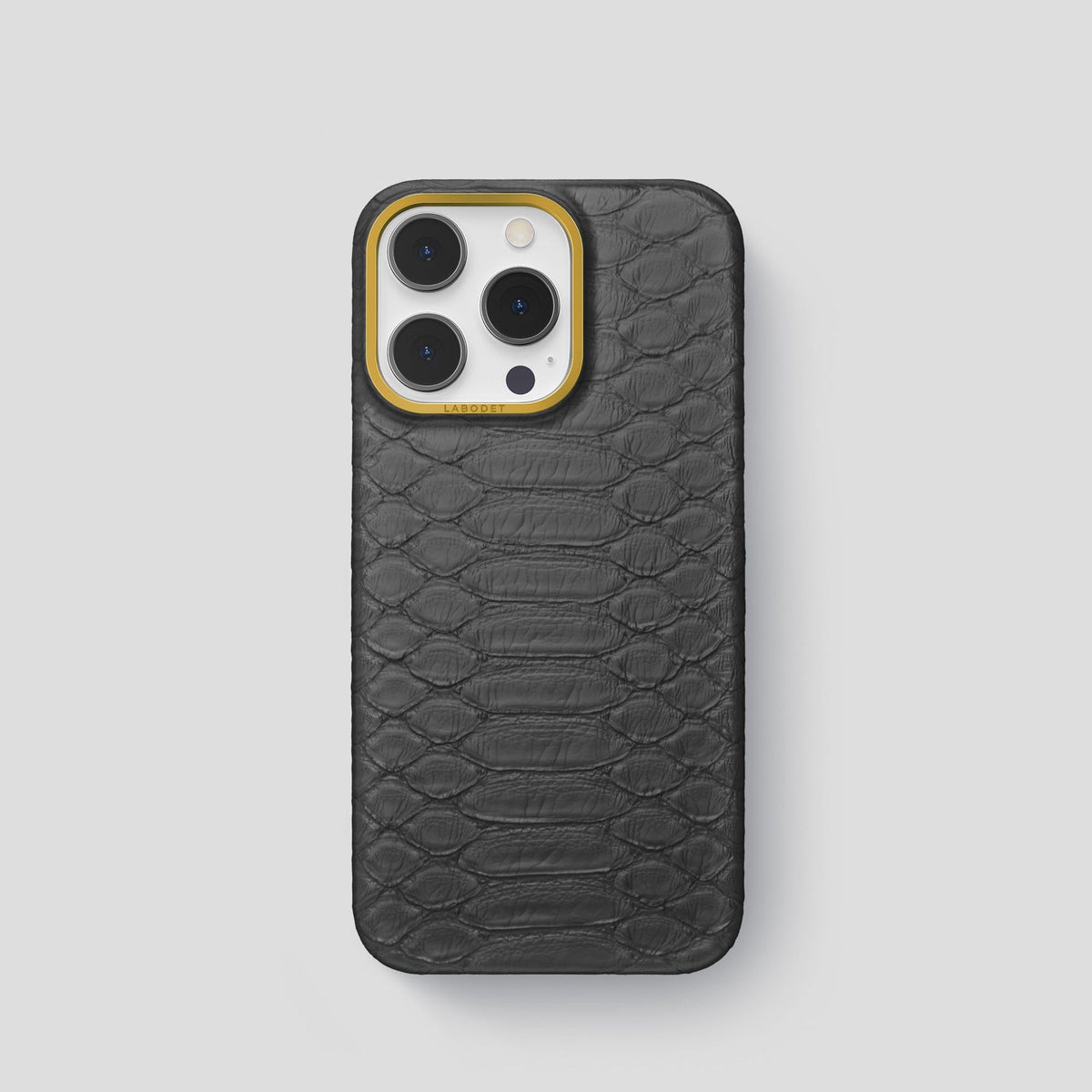 Grey iPhone 14 Pro Classic Case Python with Gold Metal -1 | Grey-Gold