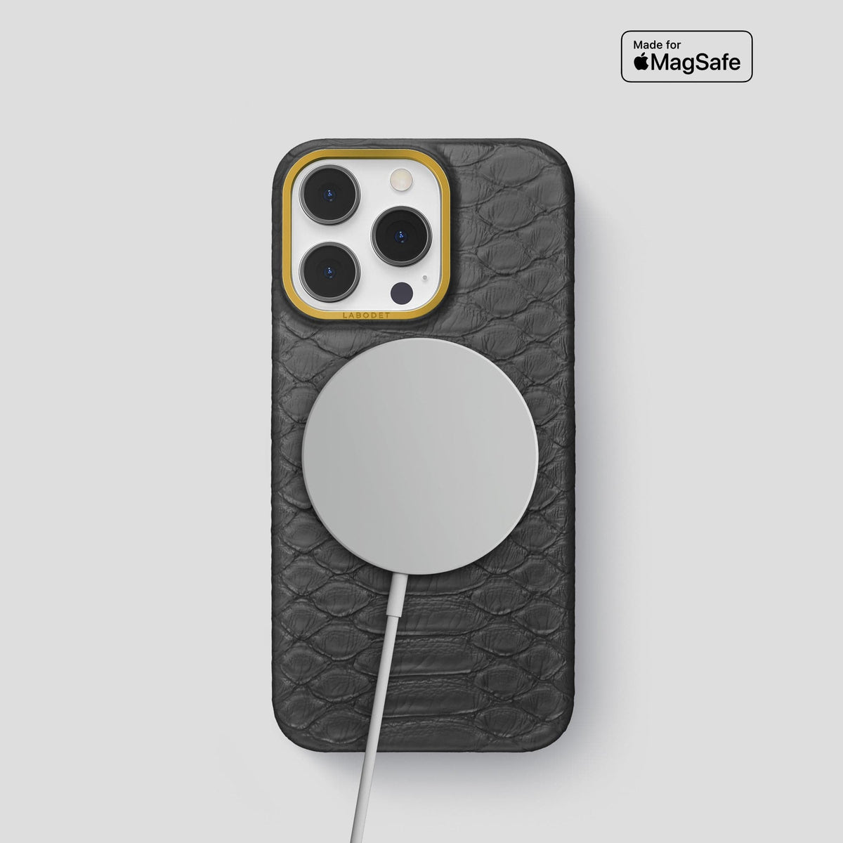 Grey iPhone 14 Pro Classic Case Python with Gold Metal -5 | Grey-Gold