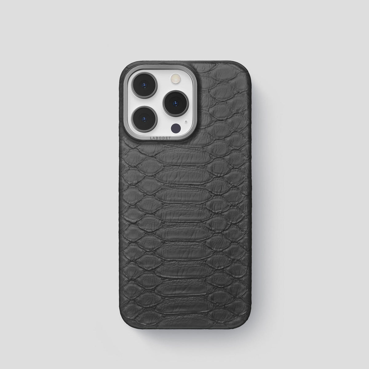 Grey iPhone 14 Pro Classic Case Python with Steel Metal -1 | Grey-Steel